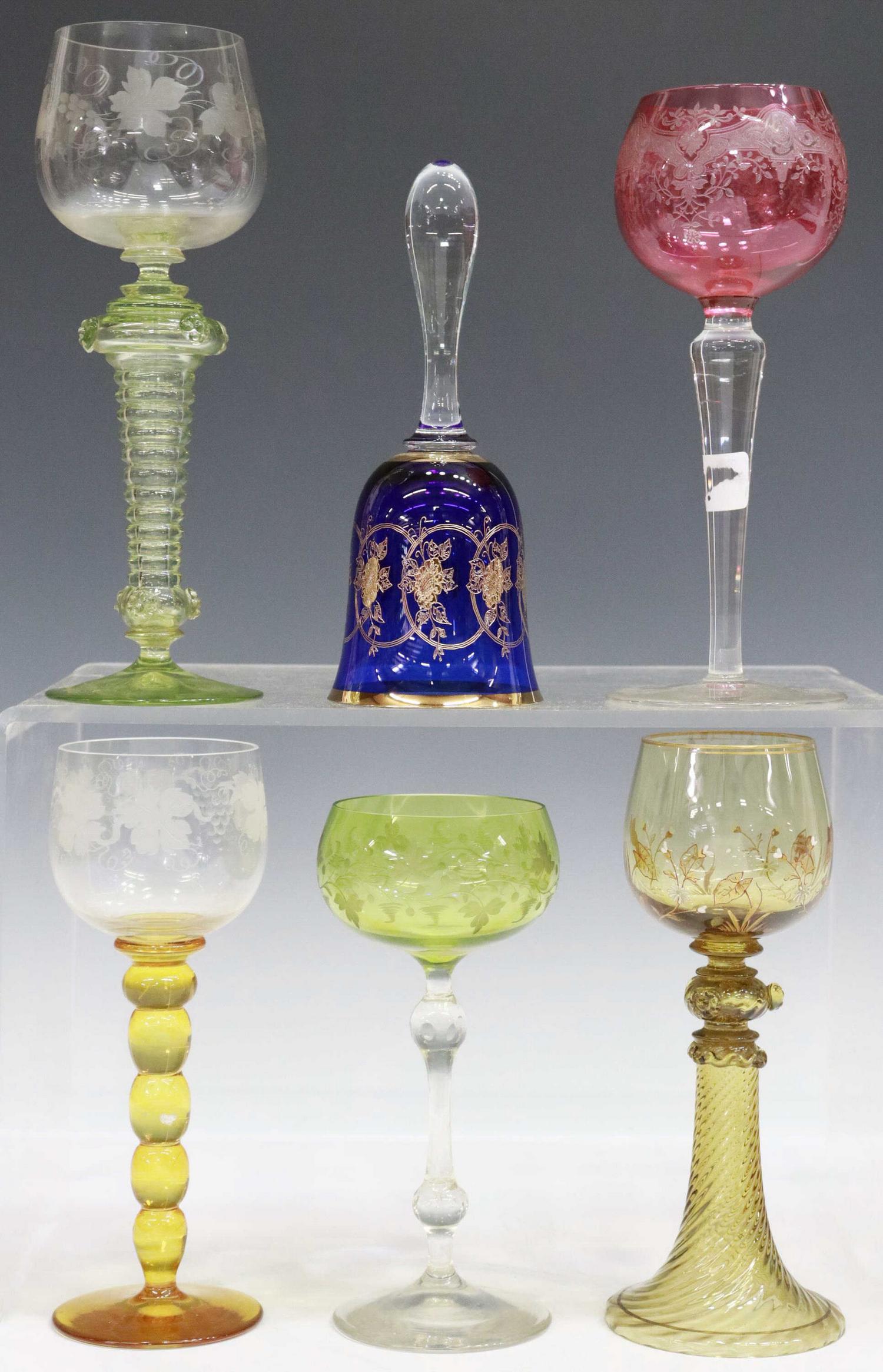 (6) CONTINENTAL COLORED GLASS STEMWARE & BELL (1 of 4)