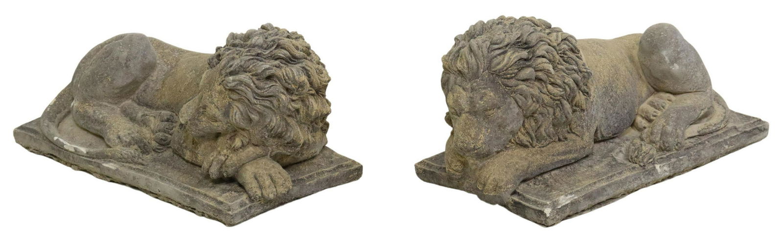 (2) SMALL CAST STONE GARDEN STATUARY CANOVA LIONS (1 of 3)