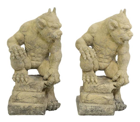 (2) CAST STONE GARDEN STATUARY, GORDY GARGOYLES (0425) on Jul 22, 2022