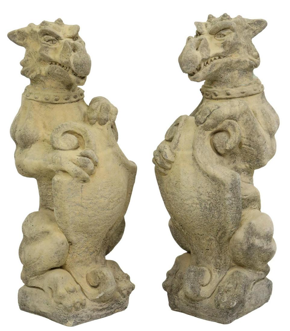 (2) CAST STONE GARDEN STATUARY, PARAGON GRIFFINS (1 of 3)