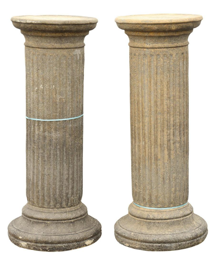 (2) CAST STONE FLUTED COLUMNS / PEDESTALS (1 of 3)