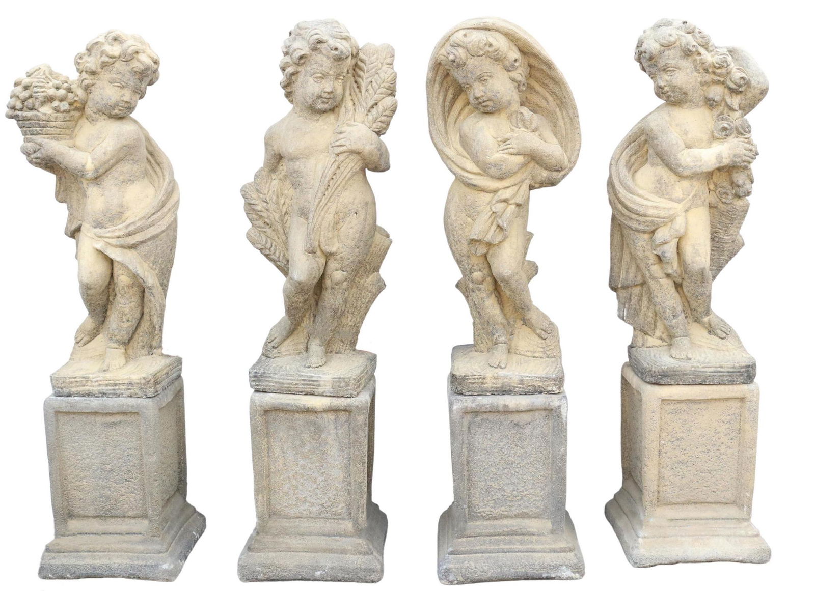 (LOT) CAST STONE FOUR SEASONS STATUES, 42.5"H (1 of 2)