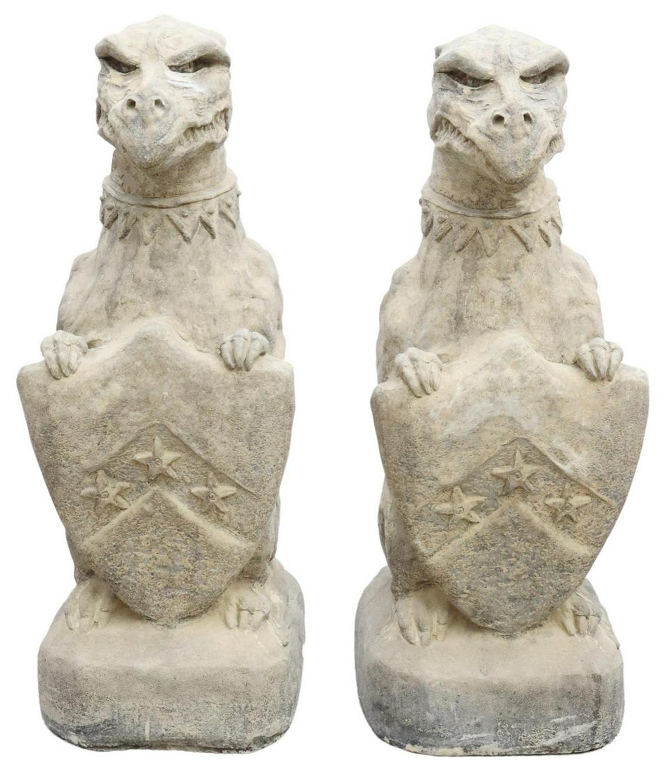 (2) CAST STONE GARDEN STATUARY, NASHER GRIFFINS (1 of 2)