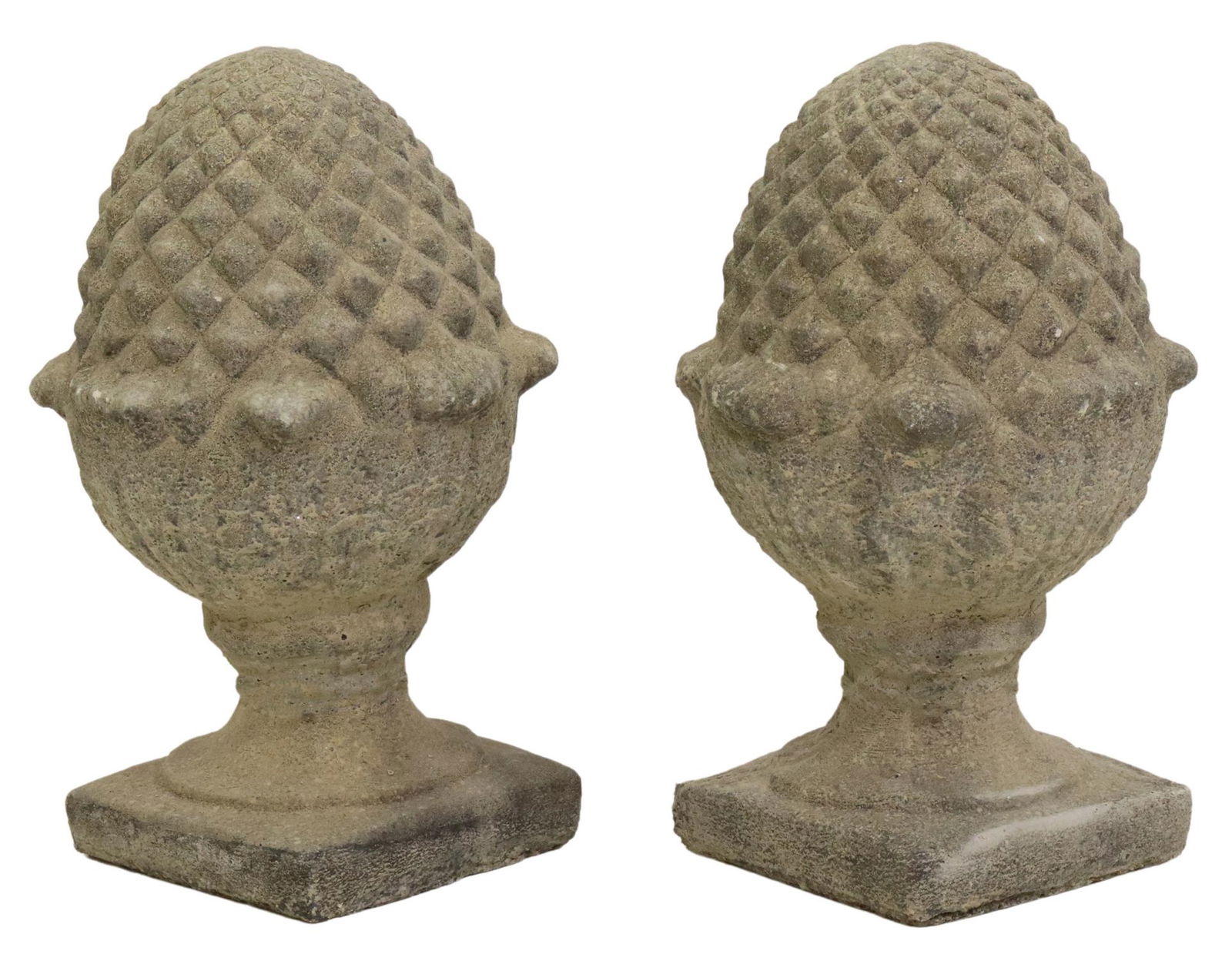 (2) CAST STONE PINEAPPLE GATE PIER FINIALS (1 of 2)