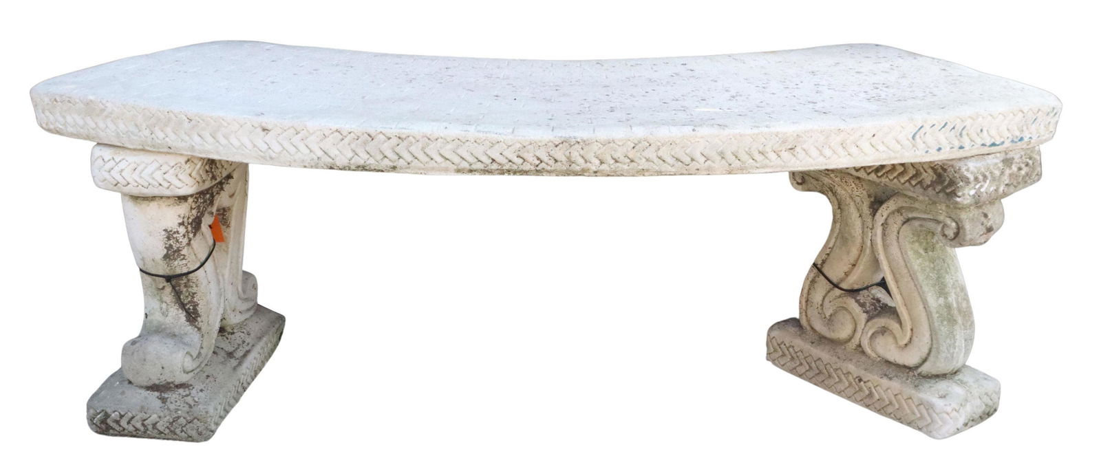 CAST STONE SCROLLED PEDESTAL GARDEN BENCH (1 of 3)