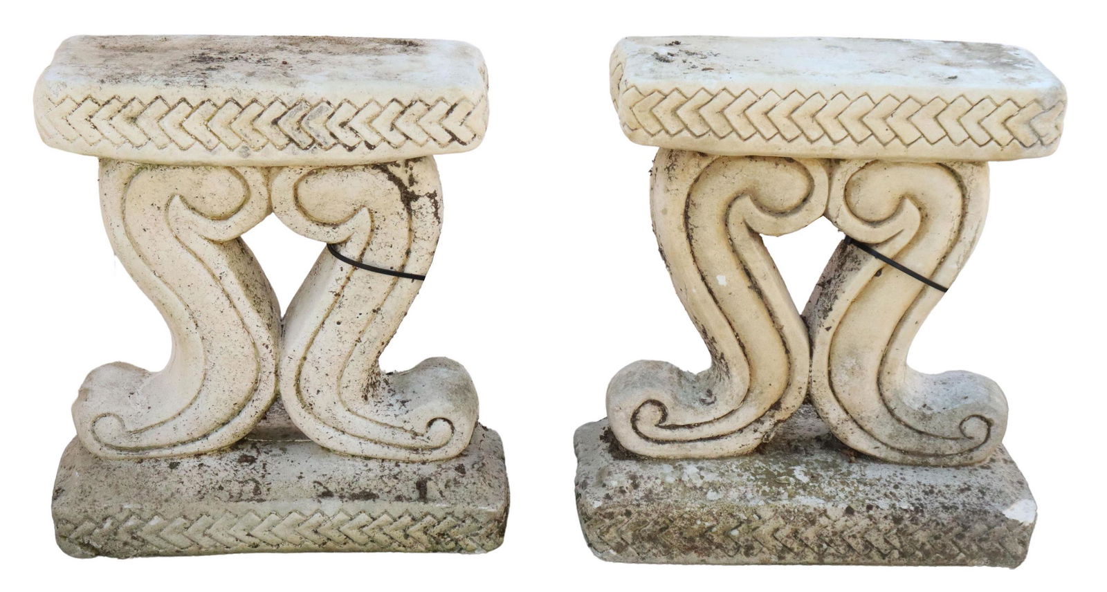 (2) CAST STONE ARCHITECTURAL BENCH SUPPORTS (1 of 3)