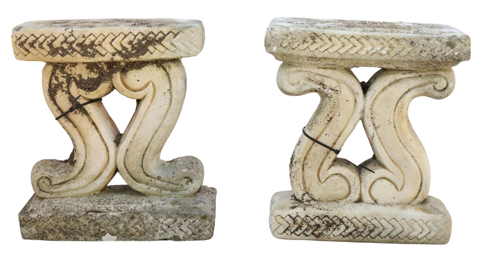 (2) CAST STONE ARCHITECTURAL BENCH SUPPORTS (1 of 3)