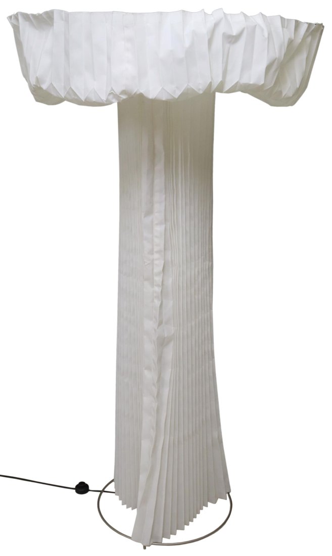 INGA SEMPE (B1968) CAPPELLINI (ATTRIB.) GRANDE LAMPE PLISSEE: Modern "Grande Lampe Plissee" floor lamp, attributed to Inga Sempe (French, b.1968) for Cappellini, 21st c., metal frame, three lights, pleated fabric cover, model PO/202, unmarked, operating at this