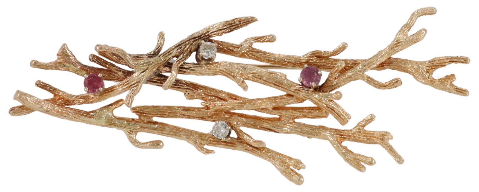ESTATE 14KT GOLD DIAMOND & GEMSTONE BRANCHES PIN (1 of 2)