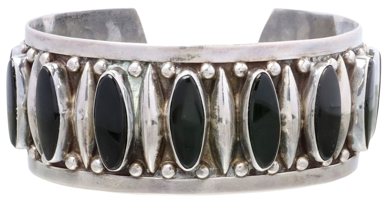 925 STERLING SILVER & BLACK ONYX CUFF BRACELET (1 of 4)