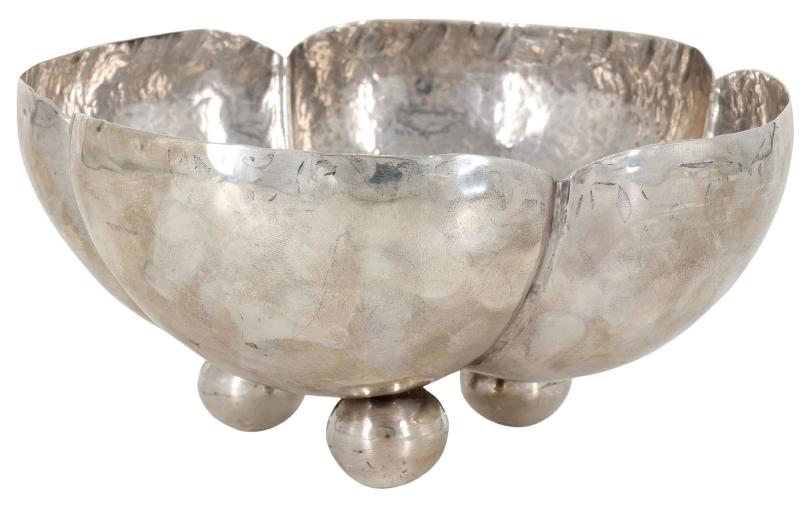 VIGUERAS HAMMERED STERLING LOBED BOWL, MEXICO (1 of 5)