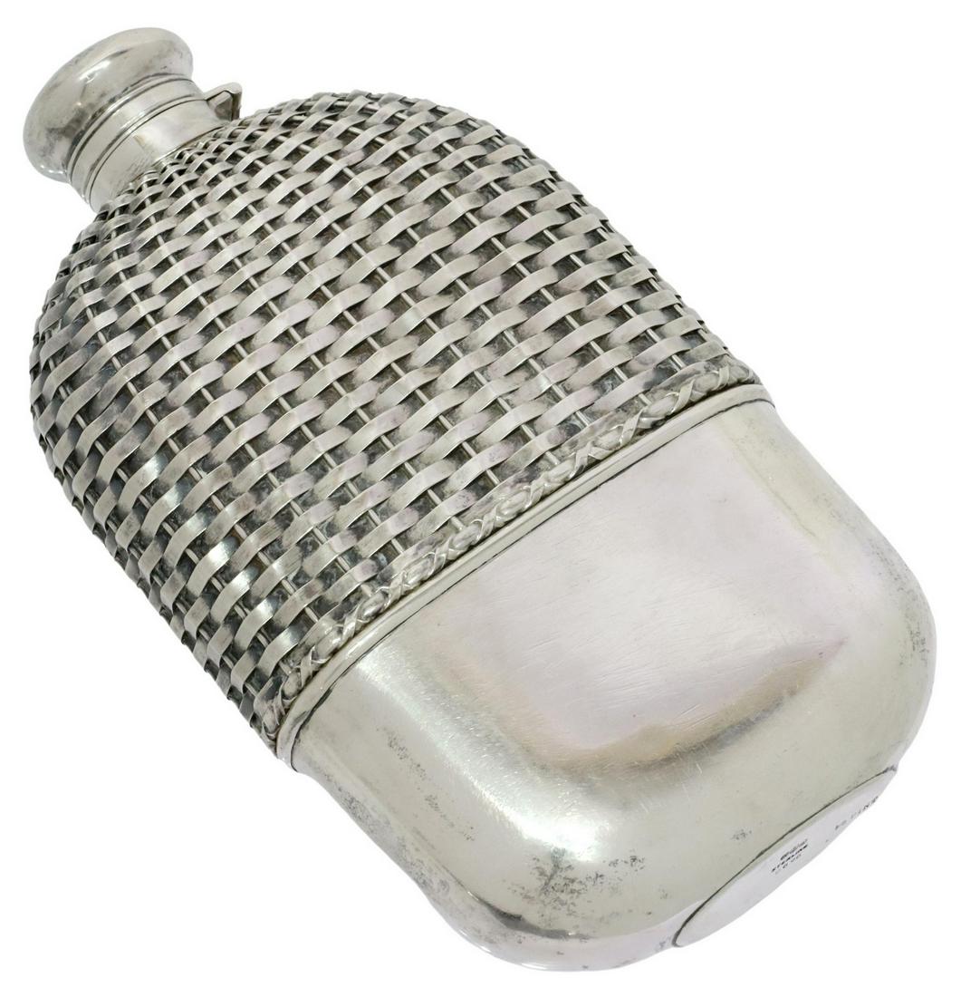 AMERICAN GORHAM STERLING BASKET WEAVE FLASK (1 of 5)
