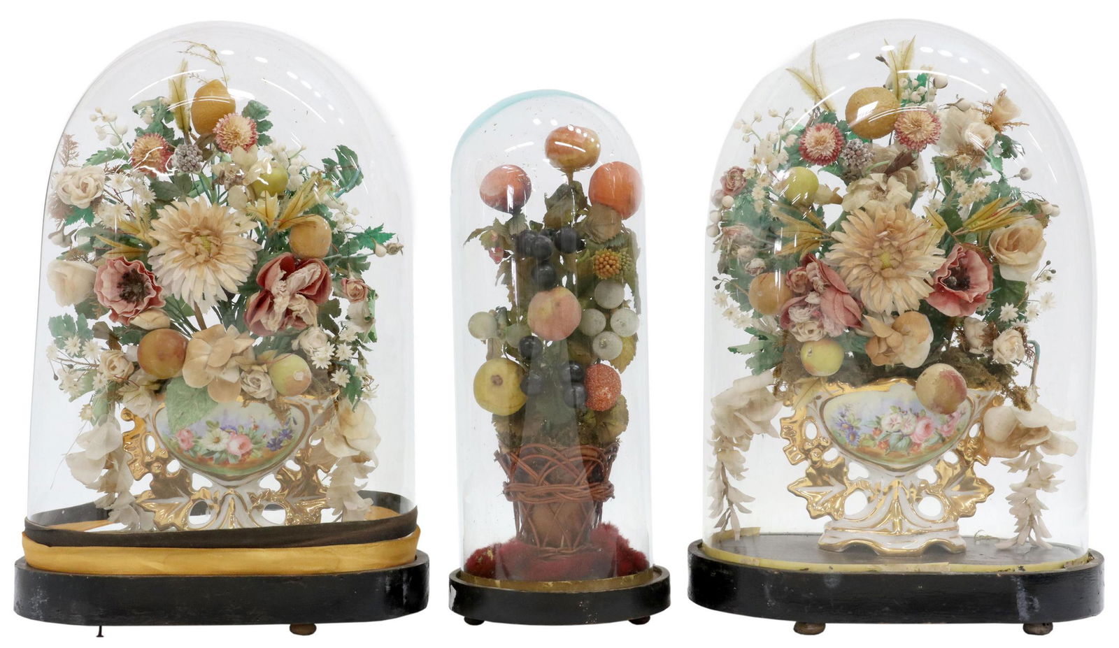 (3) FRENCH FAUX FRUIT & FLORAL CLOCHE GARNITURES (1 of 4)