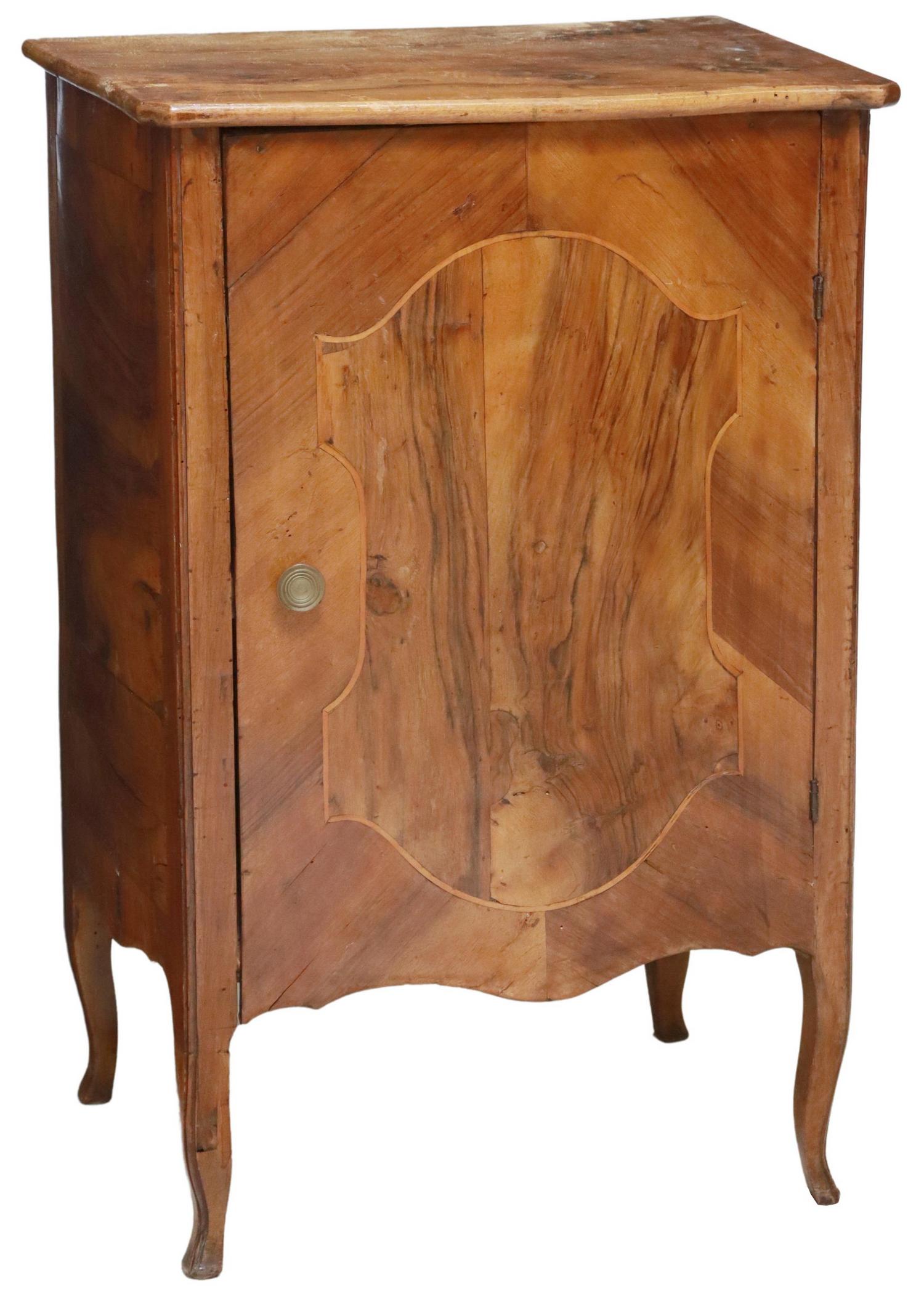 ITALIAN FIGURED WALNUT BEDSIDE CABINET (1 of 5)