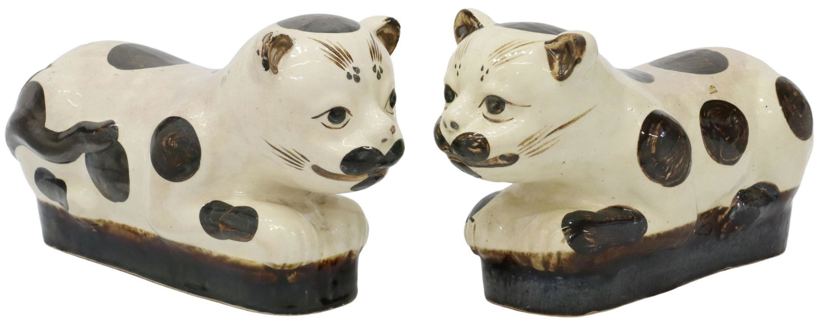 (2) CHINESE GLAZED CERAMIC CAT-FORM NECK PILLOWS (1 of 4)