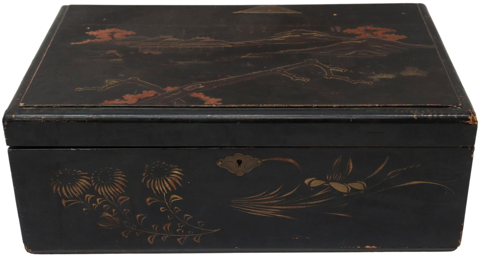 JAPANESE LACQUER WRITING SLOPE BOX LAP DESK (1 of 4)