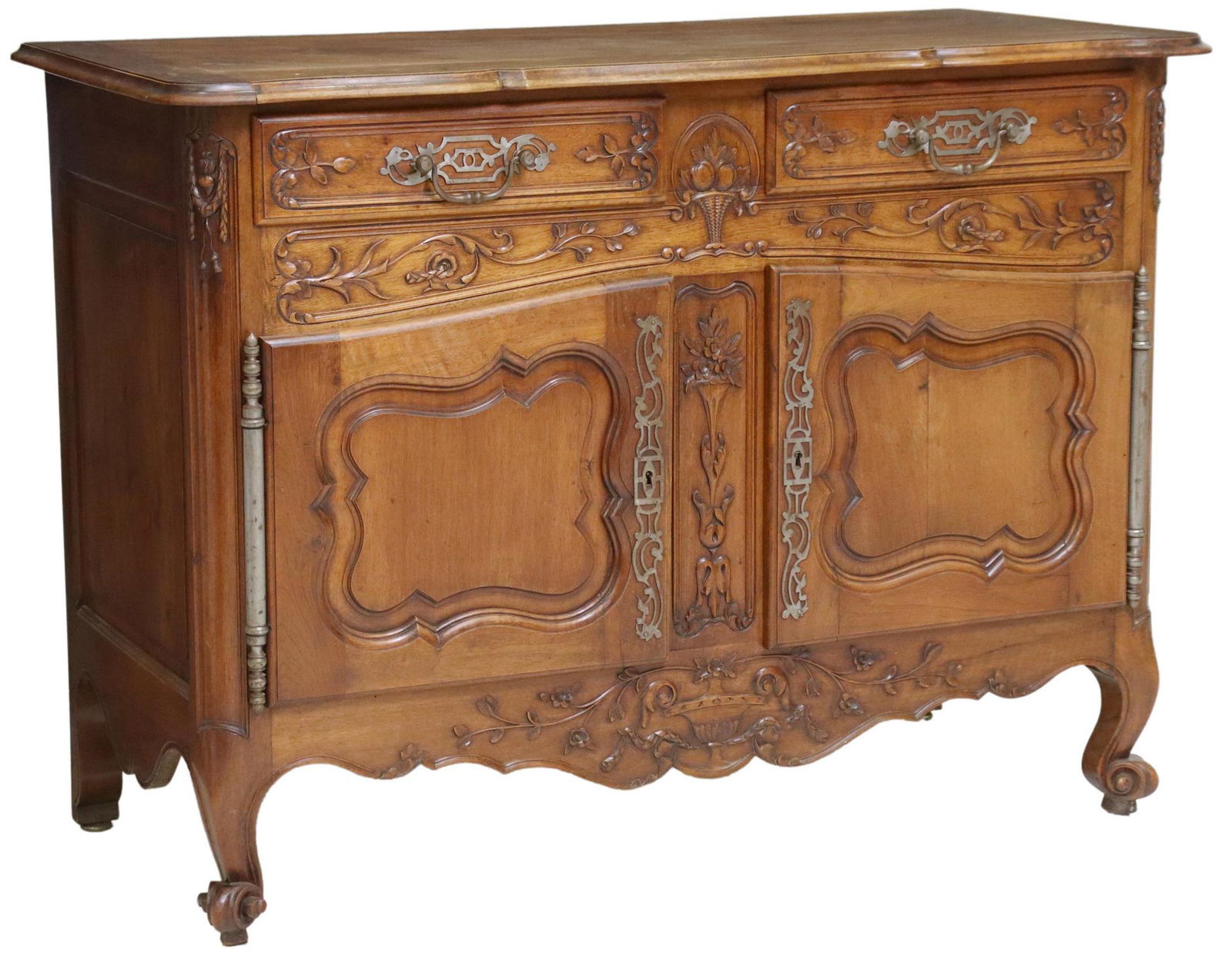 FRENCH PROVINCIAL LOUIS XV STYLE WALNUT SIDEBOARD (1 of 6)