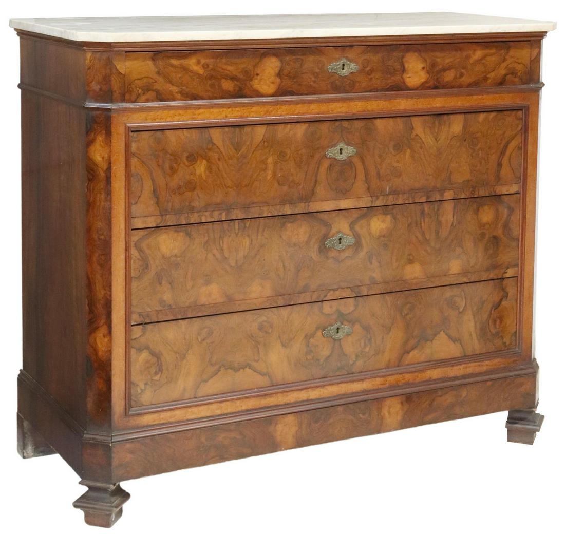 FRENCH LOUIS PHILIPPE PERIOD BURLWOOD COMMODE (1 of 5)
