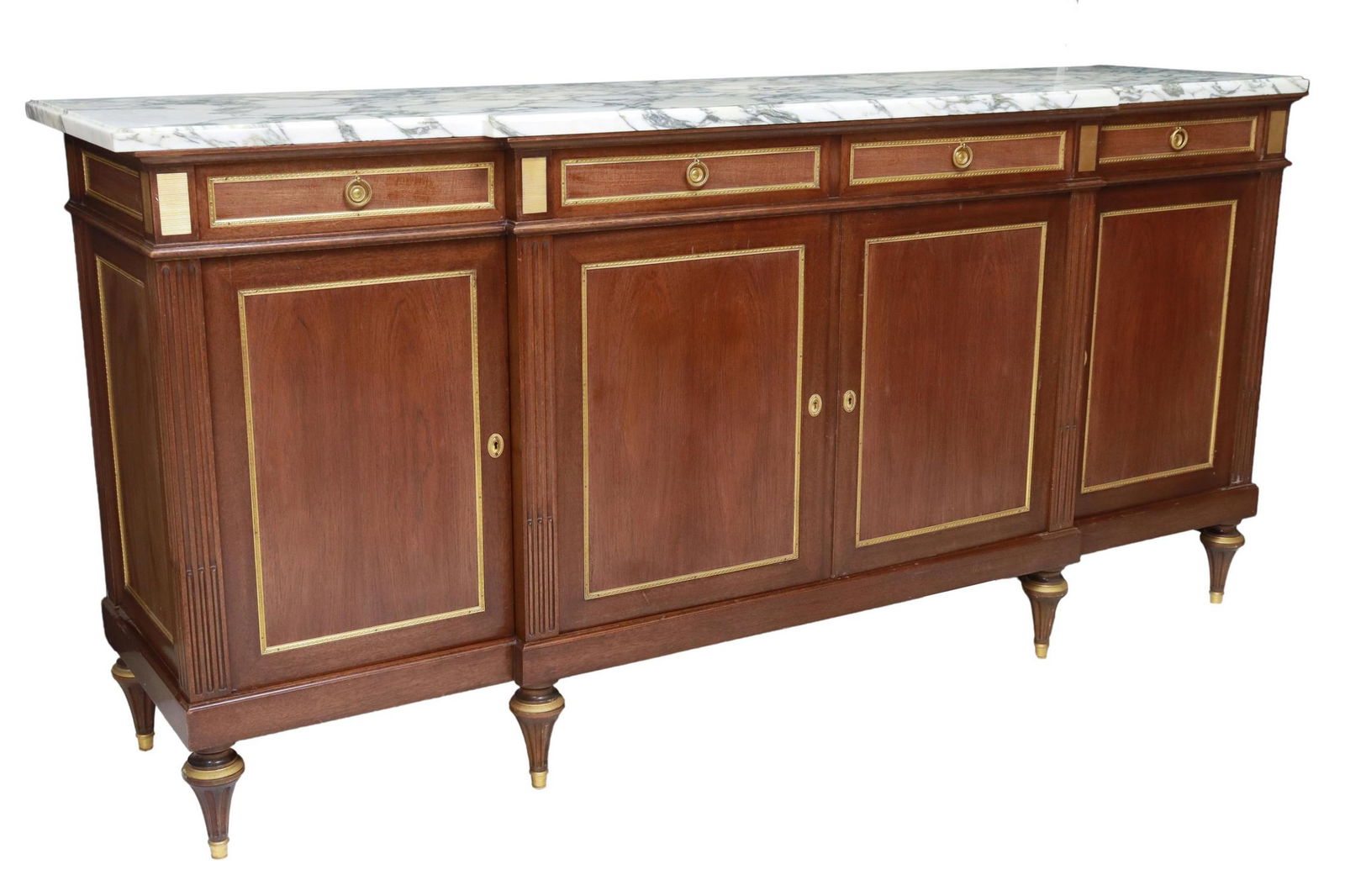 LOUIS XVI STYLE MARBLE-TOP MAHOGANY SIDEBOARD (1 of 6)