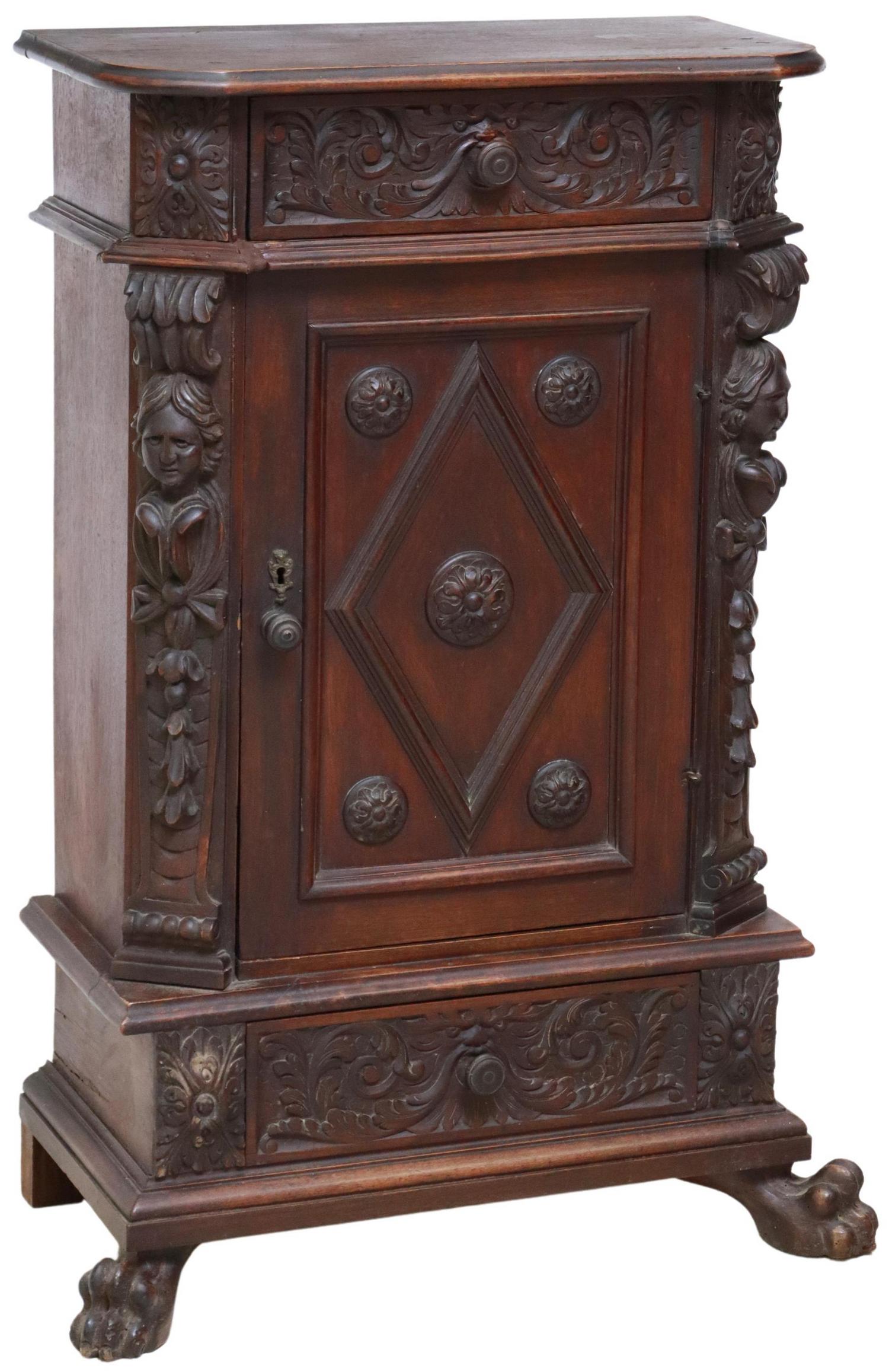 ITALIAN RENAISSANCE REVIVAL CARVED WALNUT CABINET (1 of 6)