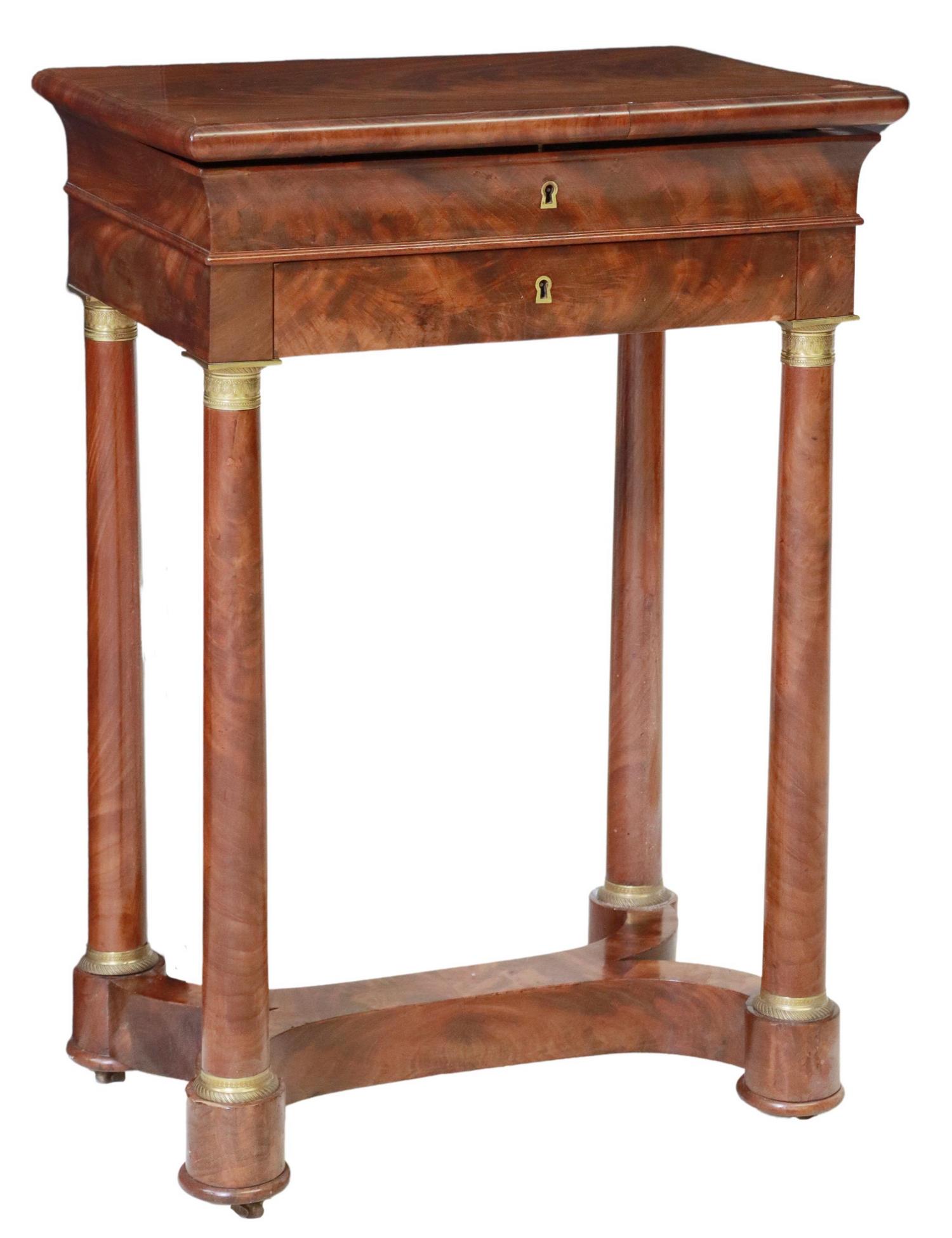 FRENCH EMPIRE MAHOGANY TRAVAILLEUSE WORK TABLE (1 of 7)