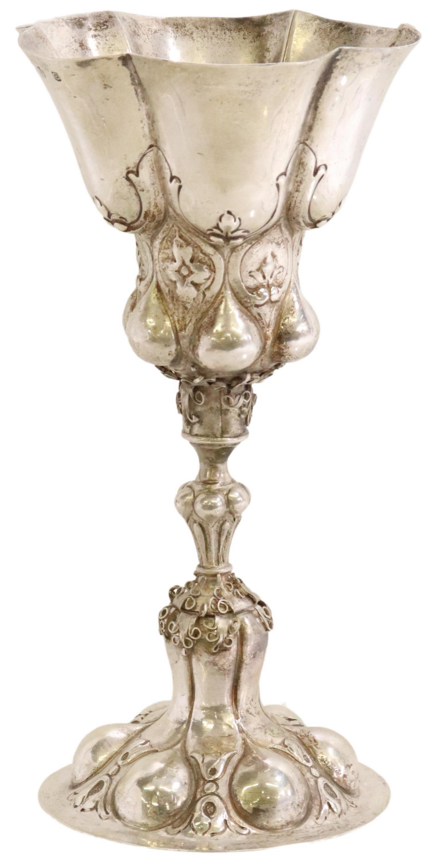 GERMAN SILVER LOBED COLUMBINE CUP, 10.78OZT (1 of 6)