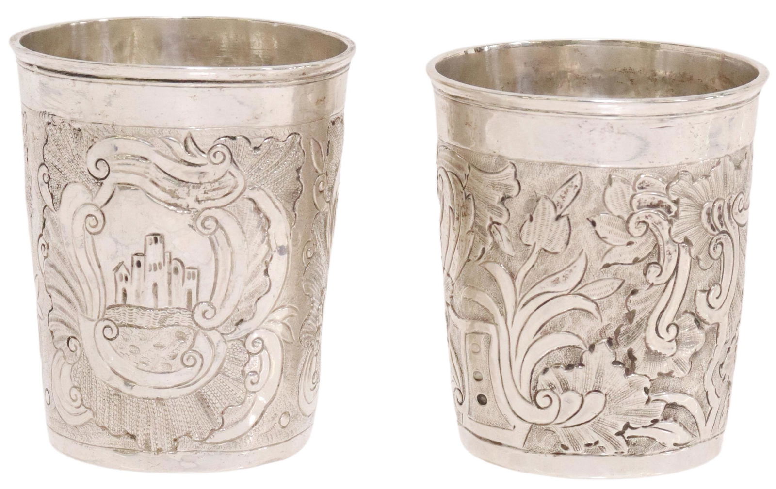 (2) RUSSIAN SILVER BEAKERS, MOSCOW, 18TH C. (1 of 6)