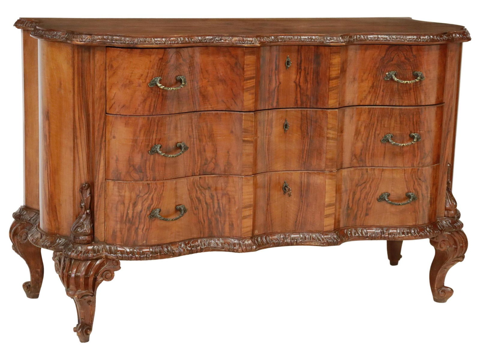 ITALIAN VENETIAN BURLWOOD THREE-DRAWER COMMODE (1 of 5)