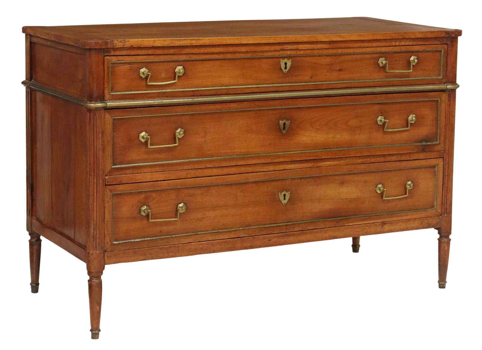 FRENCH LOUIS XVI STYLE FRUITWOOD 3-DRAWER COMMODE (1 of 5)