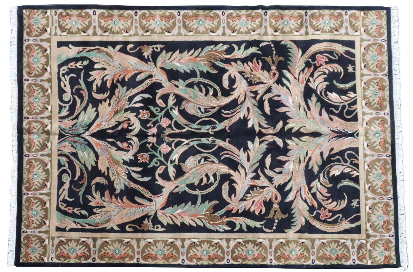 HAND-TIED AGRA RUG, INDIA, 12'2" X 9'0.5": Hand-tied Agra rug, India, approx 12'2"l, 9'0.5"w Start Price: $325.00