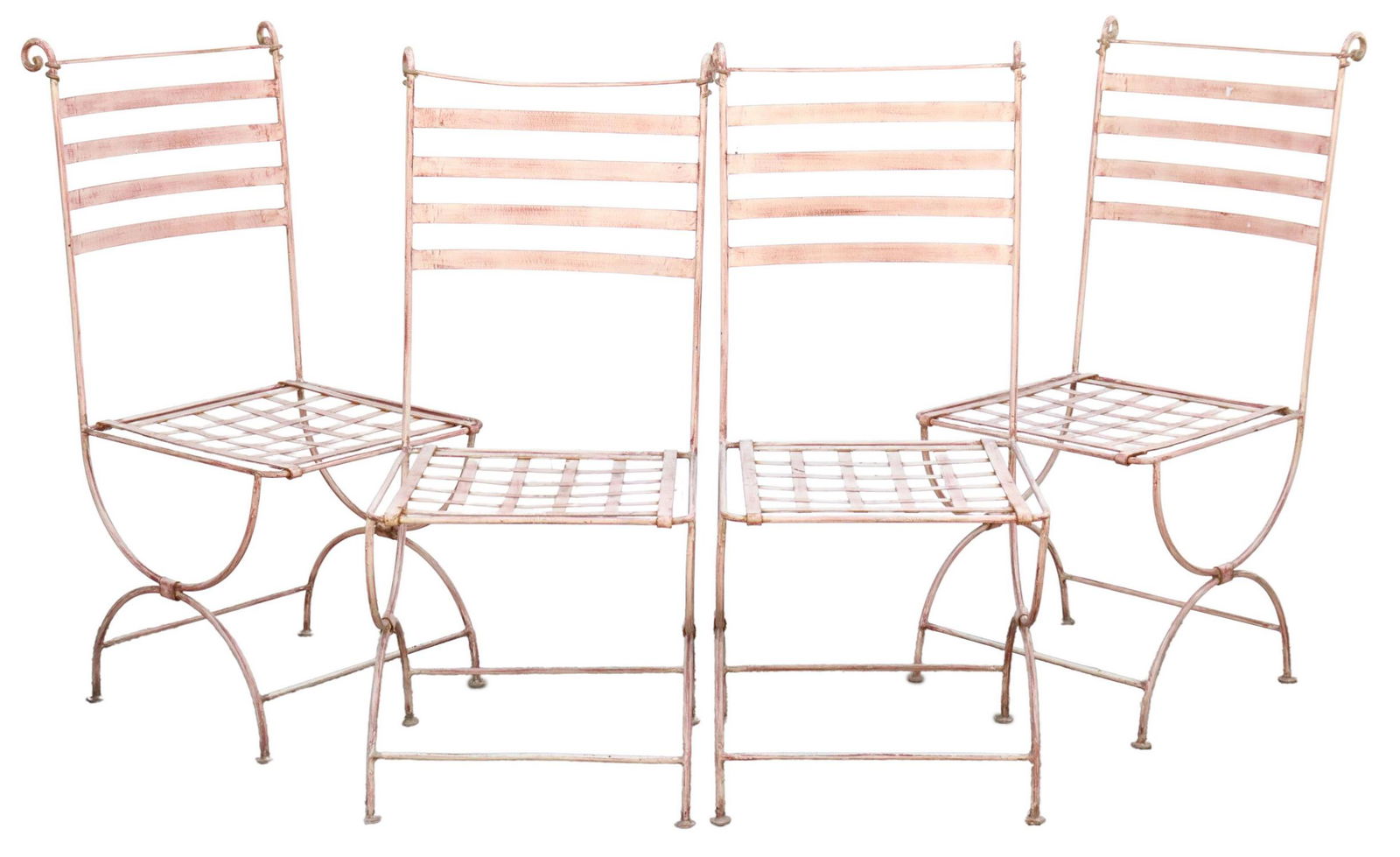 (4) FRENCH WROUGHT IRON CURULE PATIO CHAIRS (1 of 4)