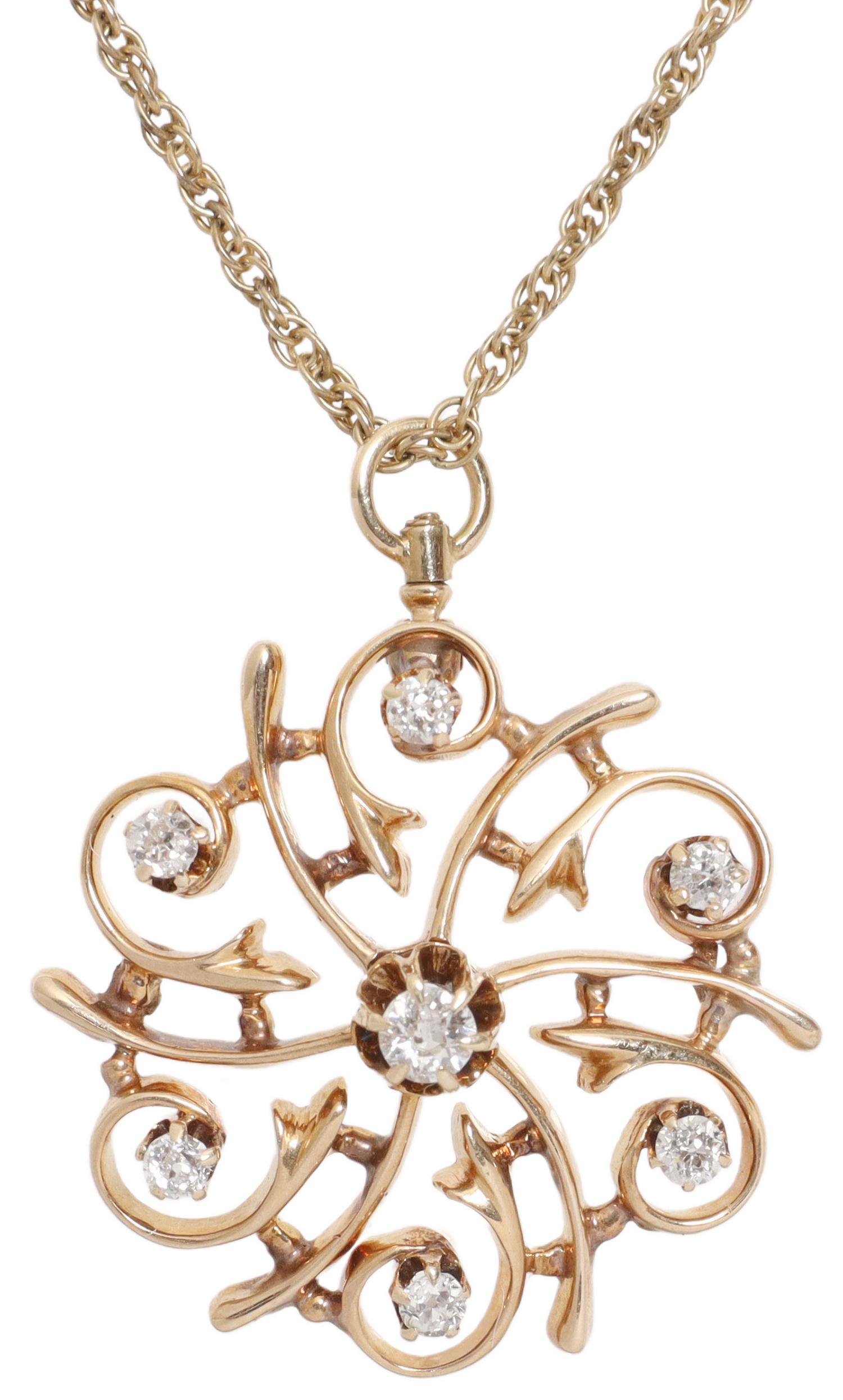 ESTATE 14KT YELLOW GOLD & 0.36CTTW DIAMOND PENDANT (1 of 4)