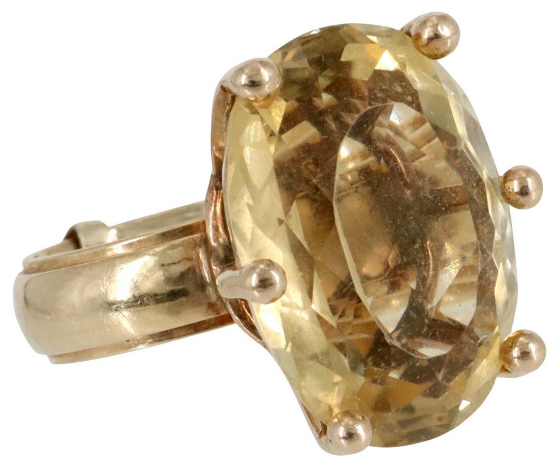 ESTATE 14KT YELLOW GOLD OVAL CUT CITRINE RING (1 of 5)