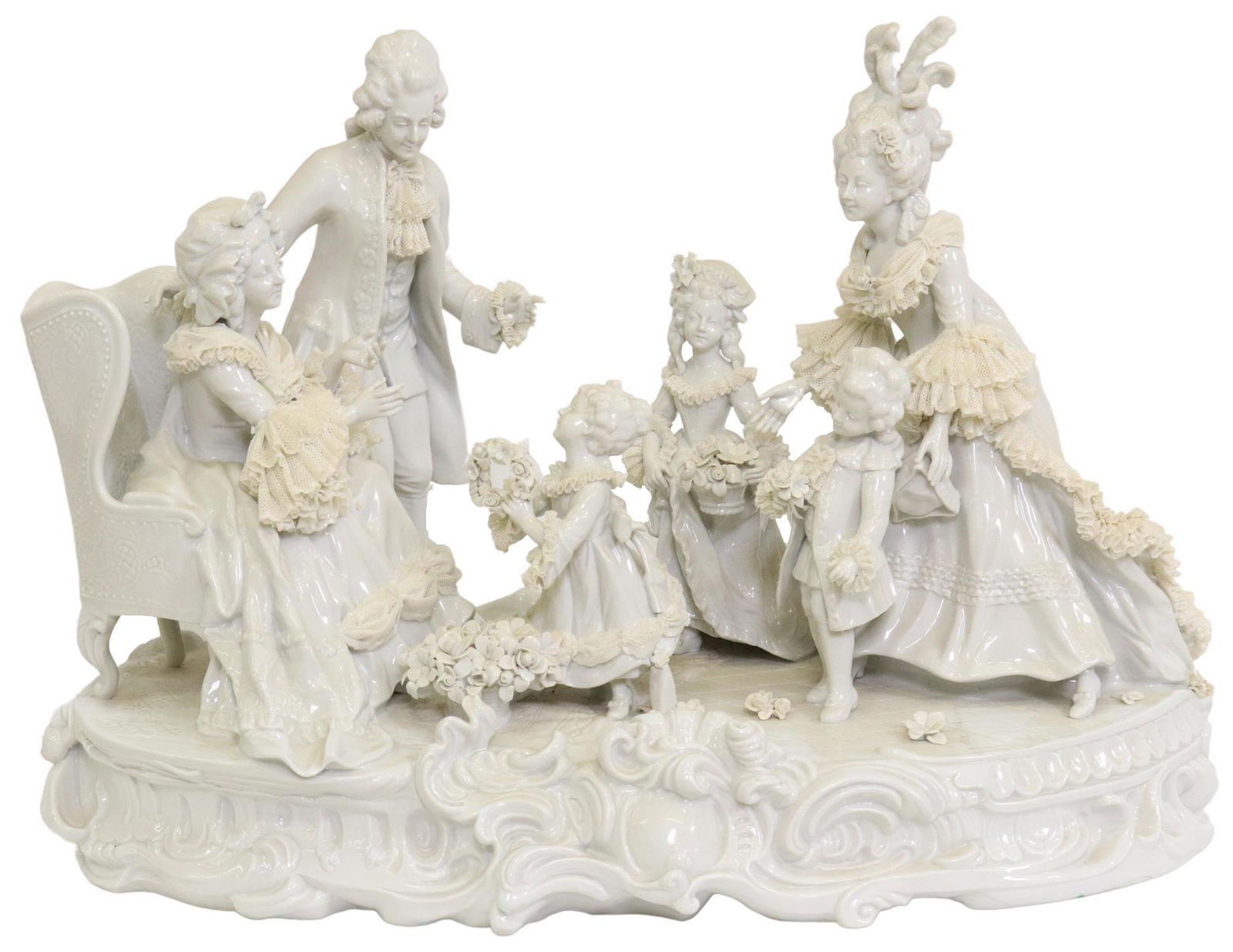 LARGE DRESDEN VOLKSTEDT PORCELAIN FIGURAL GROUP (1 of 7)