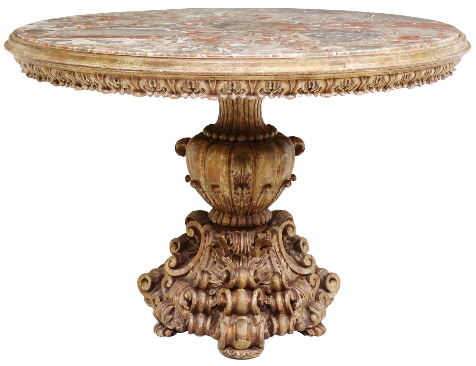 BAROQUE STYLE GILTWOOD & MARBLE CENTER TABLE (1 of 4)