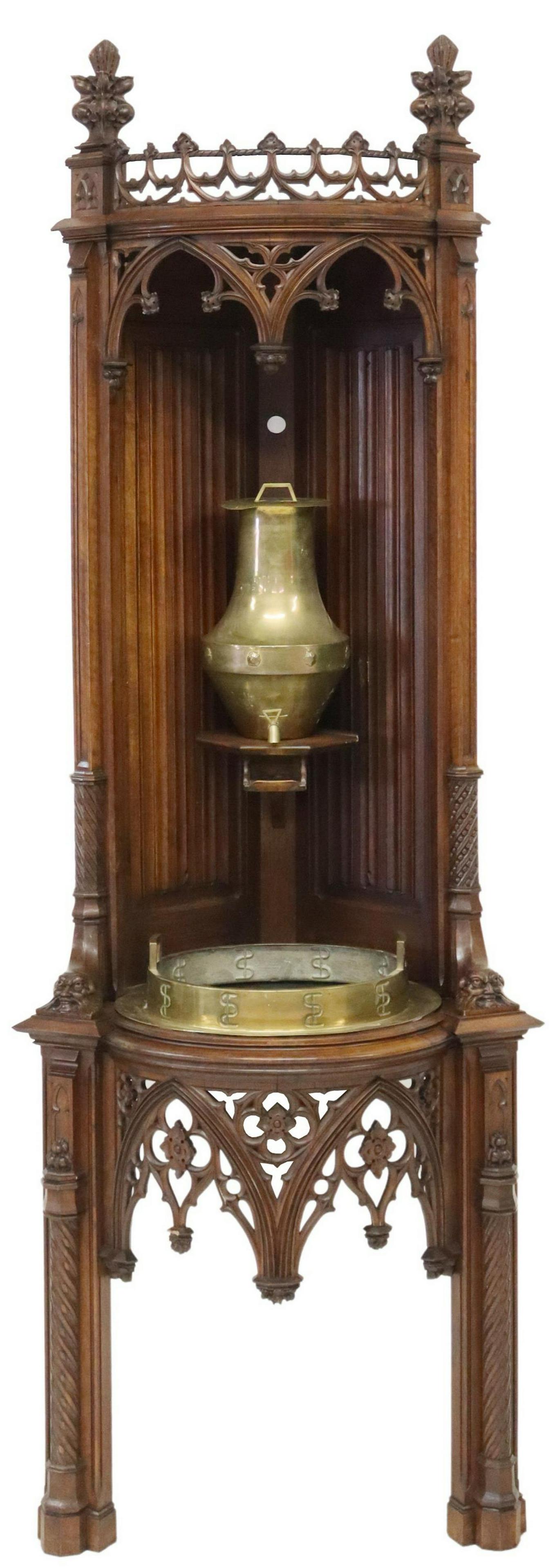FRENCH GOTHIC REVIVAL LAVABO CARVED CORNER STAND (1 of 6)