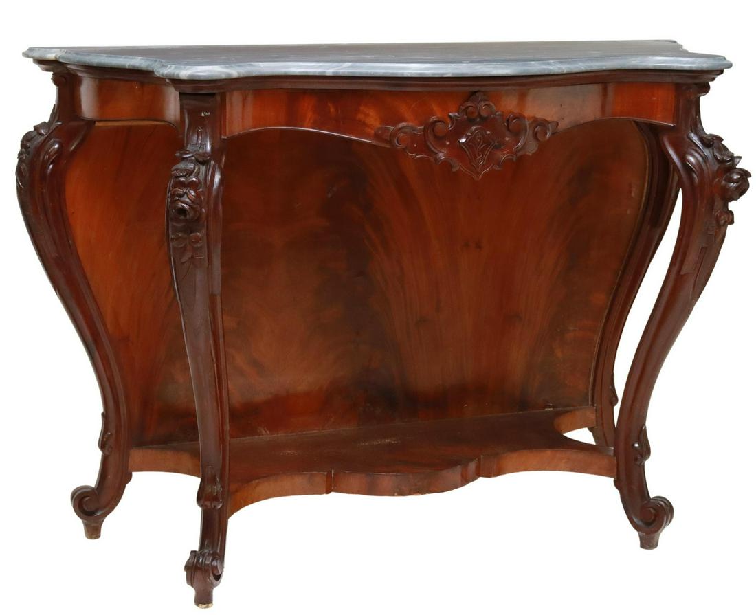 LOUIS XV STYLE MARBLE-TOP MAHOGANY CONSOLE TABLE (1 of 4)