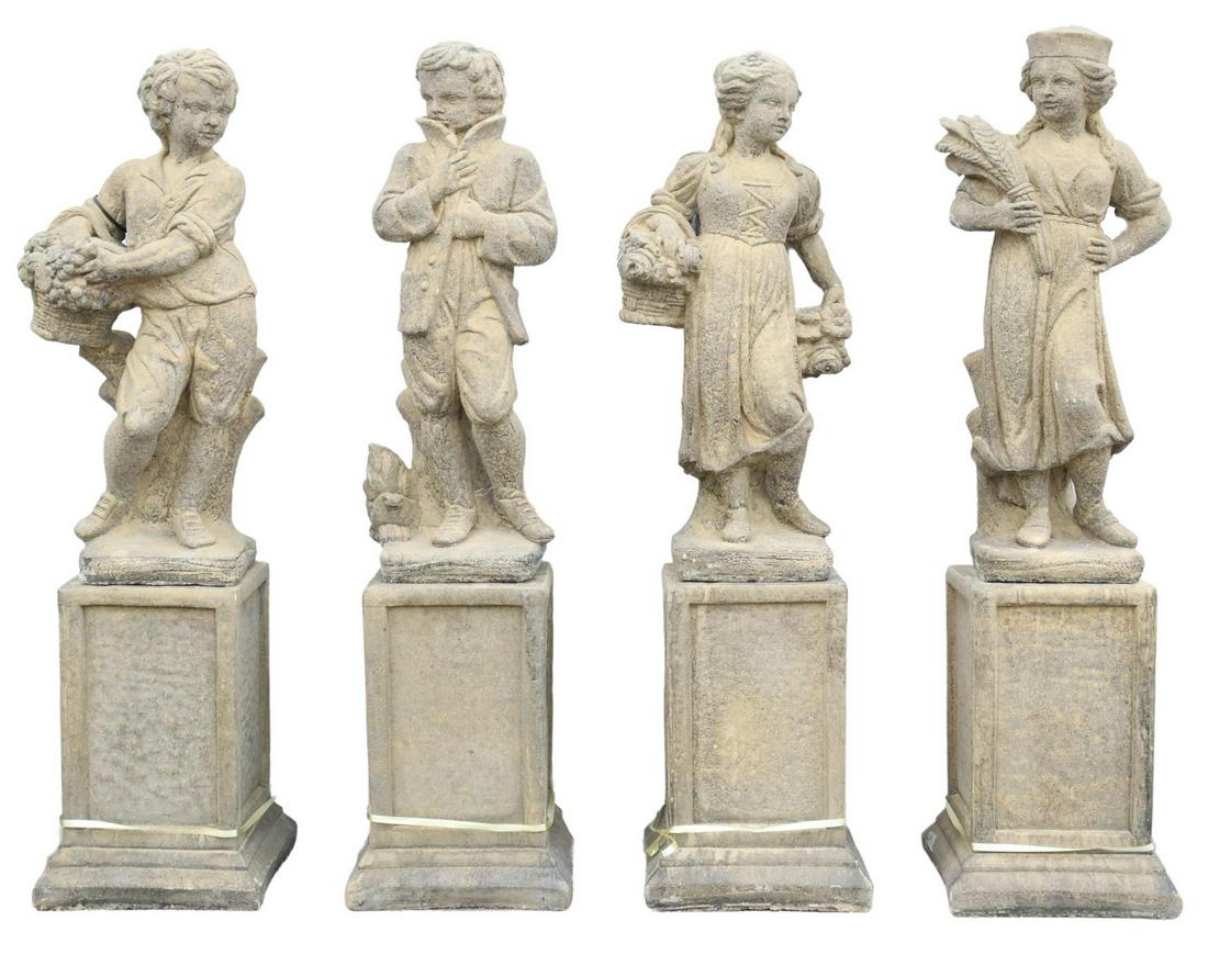 (LOT) CAST STONE FOUR SEASONS STATUES, 48.5"H (1 of 5)