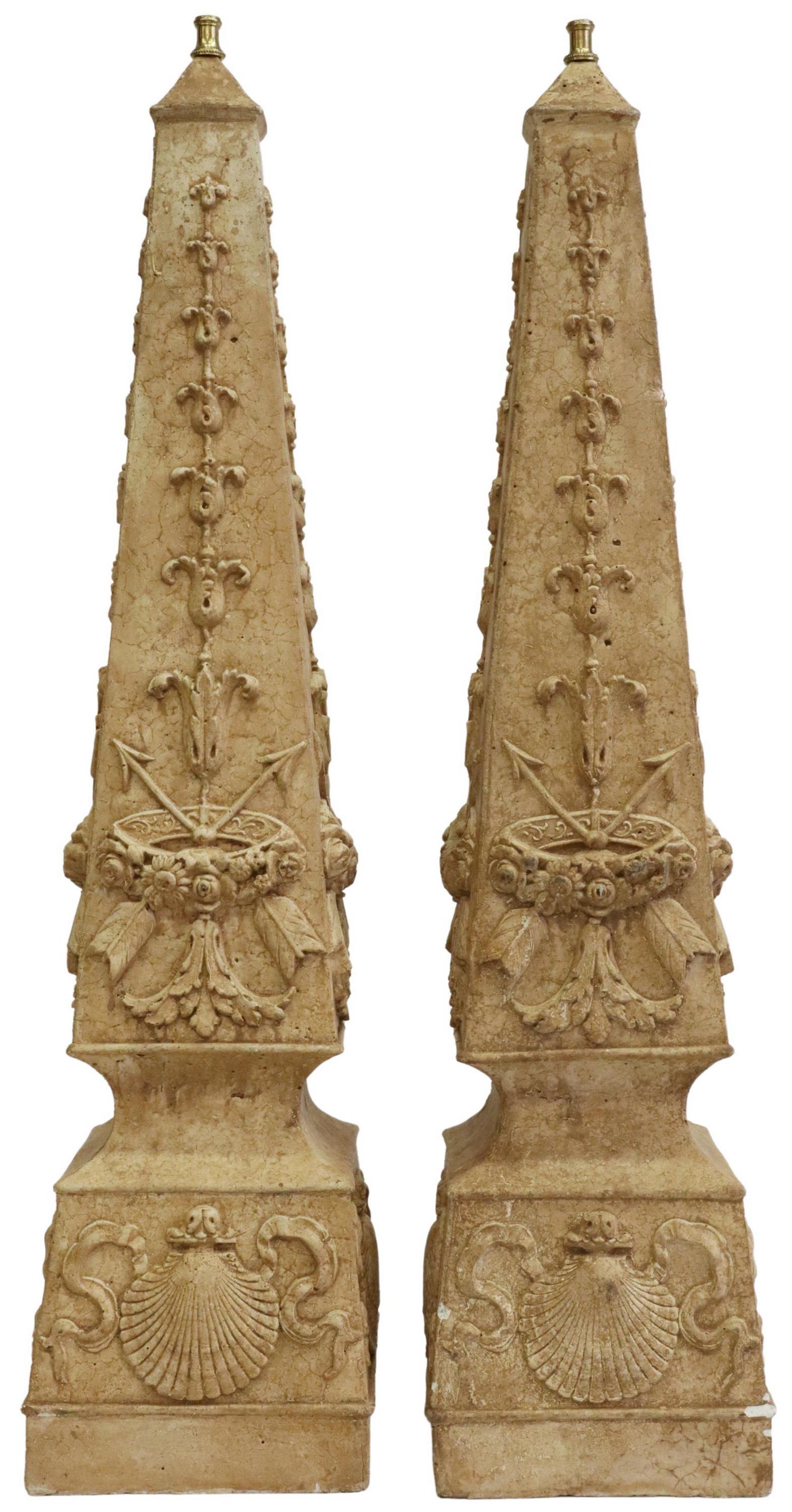 (2) ARCHITECTURAL CAST PLASTER OBELISKS (1 of 4)