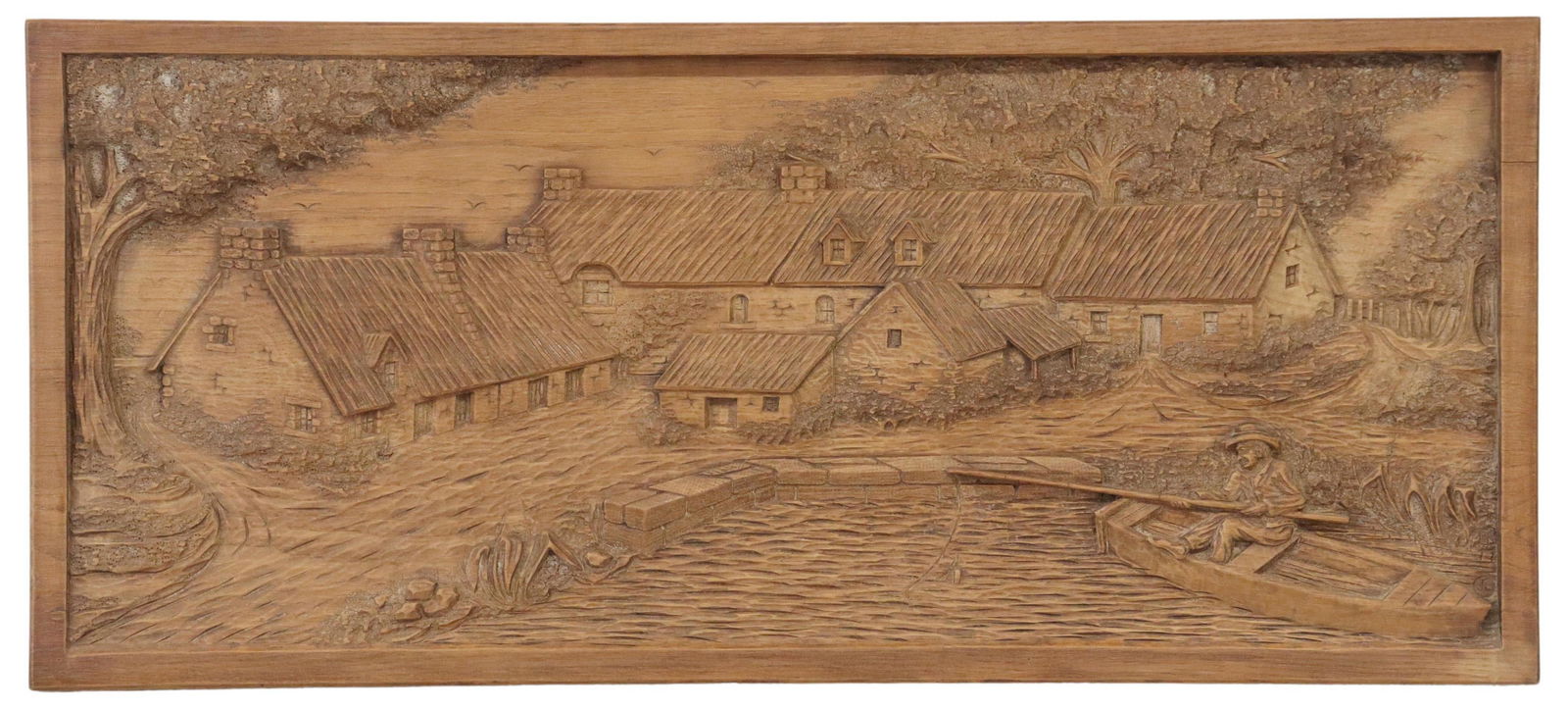 ARCHITECTURAL CARVED OAK LANDSCAPE RELIEF PANEL (1 of 3)