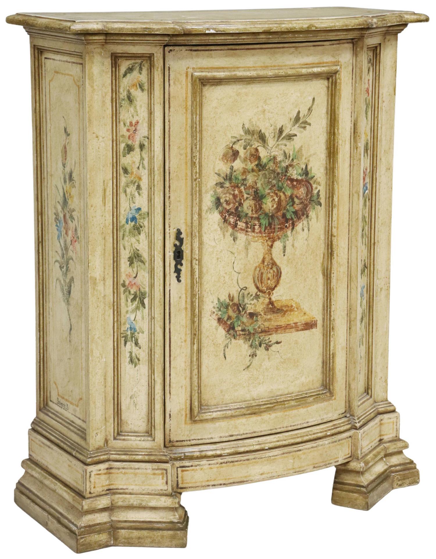 ITALIAN VENETIAN FLORAL PAINTED CONSOLE CABINET (1 of 6)