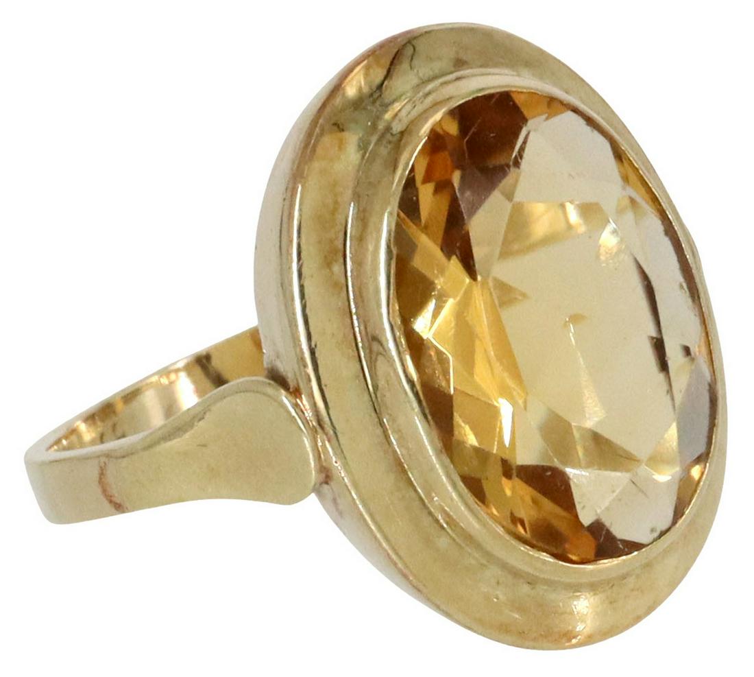 ESTATE 14KT YELLOW GOLD & OVAL CUT CITRINE RING (1 of 5)