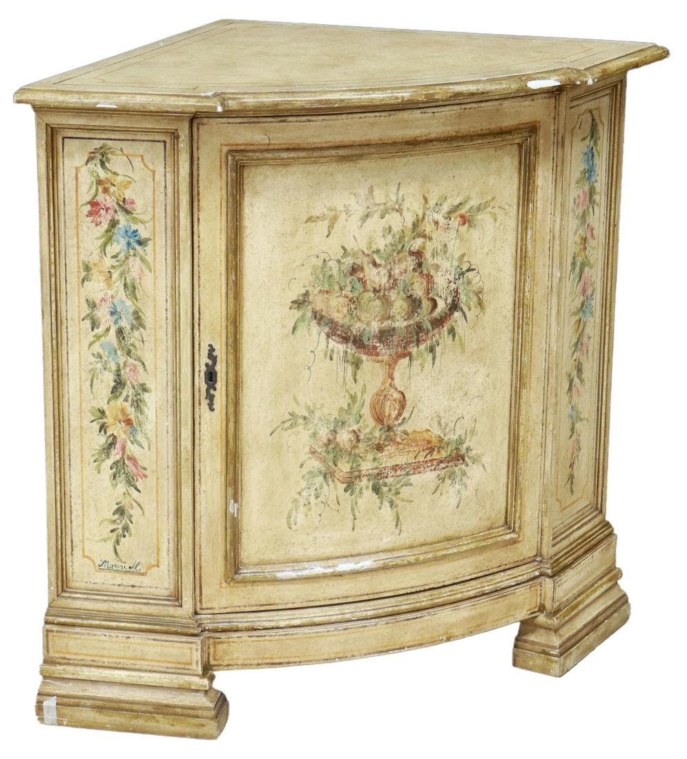 ITALIAN VENETIAN FLORAL PAINTED CORNER CABINET (1 of 6)