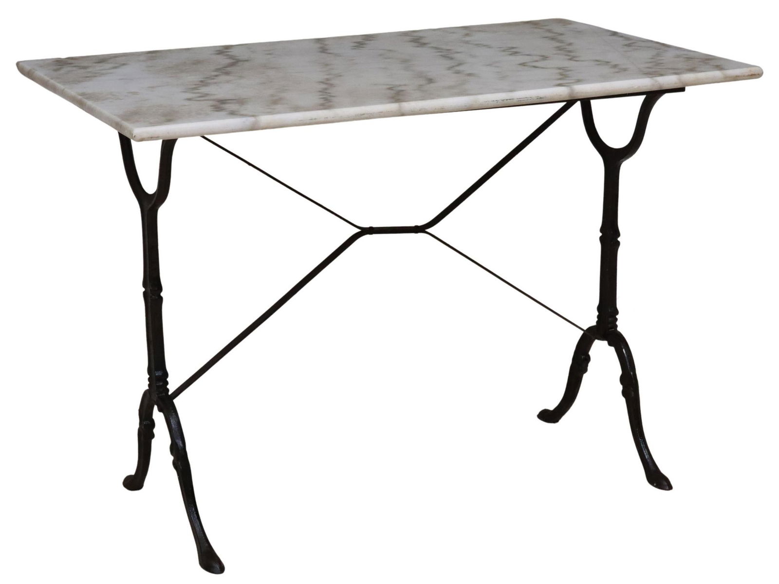FRENCH MARBLE-TOP CAST IRON BISTRO TABLE (1 of 4)