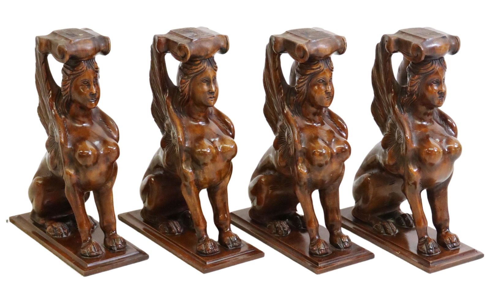 (4) ARCHITECTURAL ITALIAN CARVED SPHINX PEDESTALS (1 of 4)