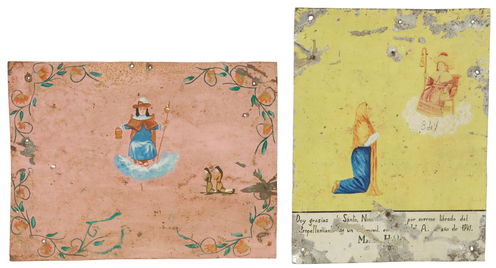 (2) OIL ON TIN EX-VOTO, SANTO NINO DE ATOCHA (1 of 4)