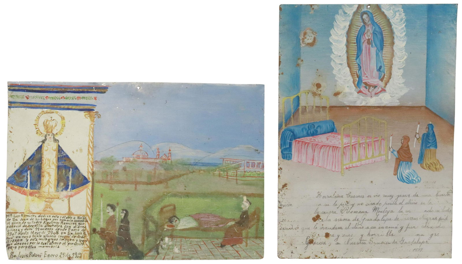 (2) OIL ON TIN EX-VOTO, GUADALUPE & SAN JUAN (1 of 4)
