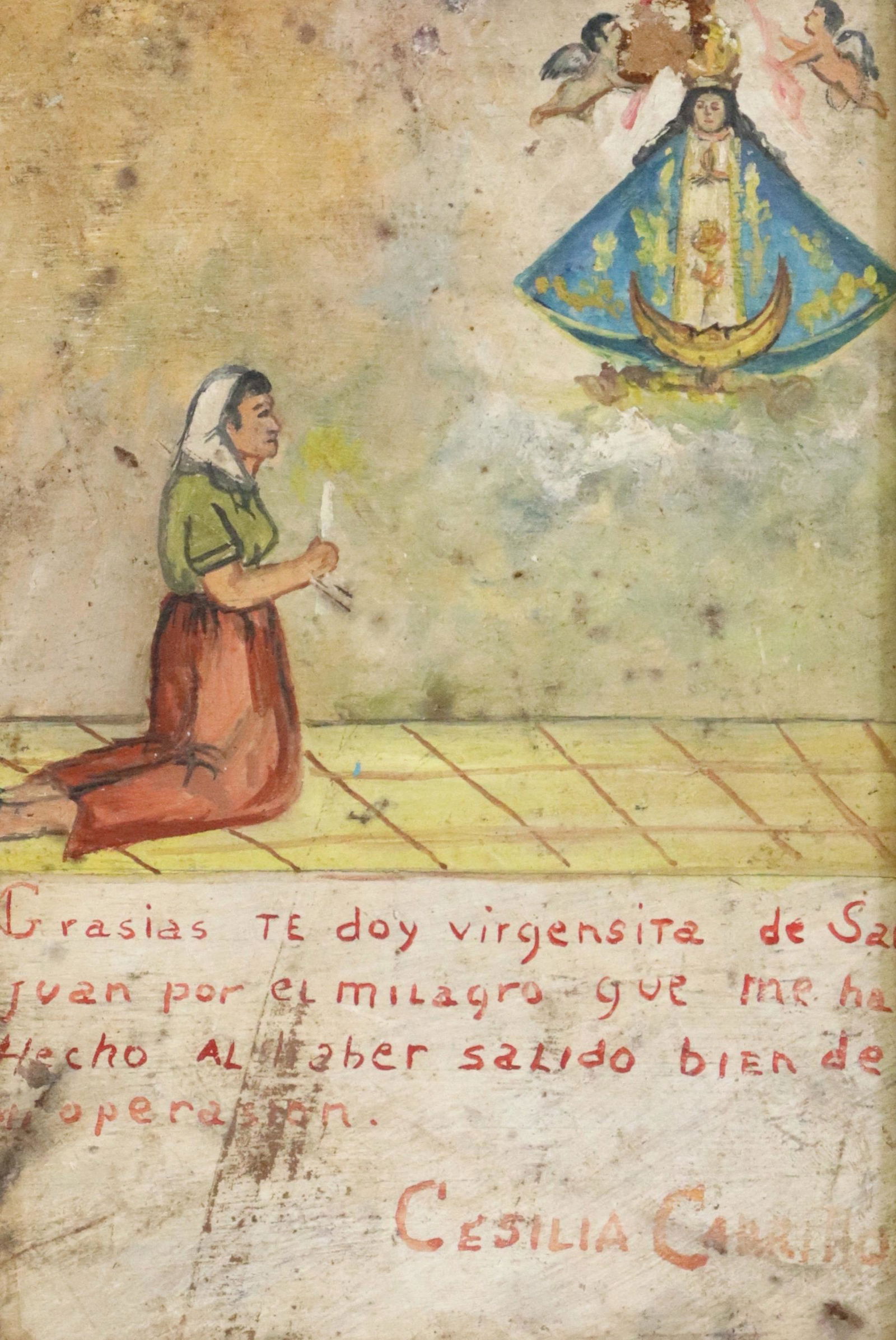 OIL ON BOARD EX-VOTO, OUR LADY OF SAN JUAN, MEXICO (1 of 3)