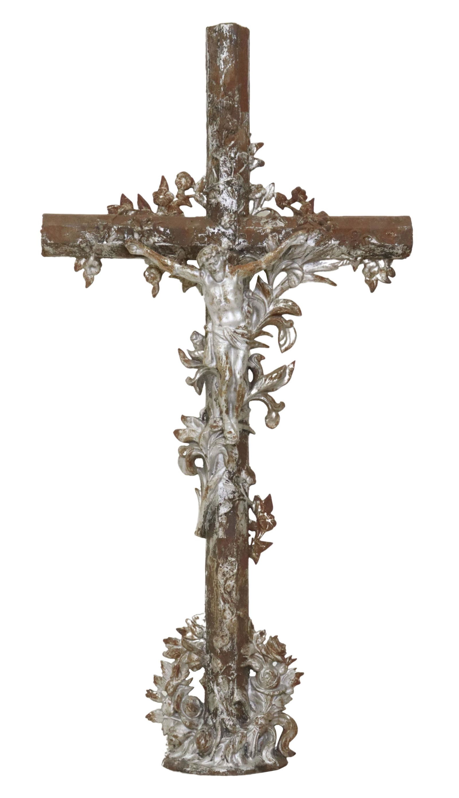 FRENCH CAST IRON CRUCIFIX CROSS, 19TH C. (1 of 2)