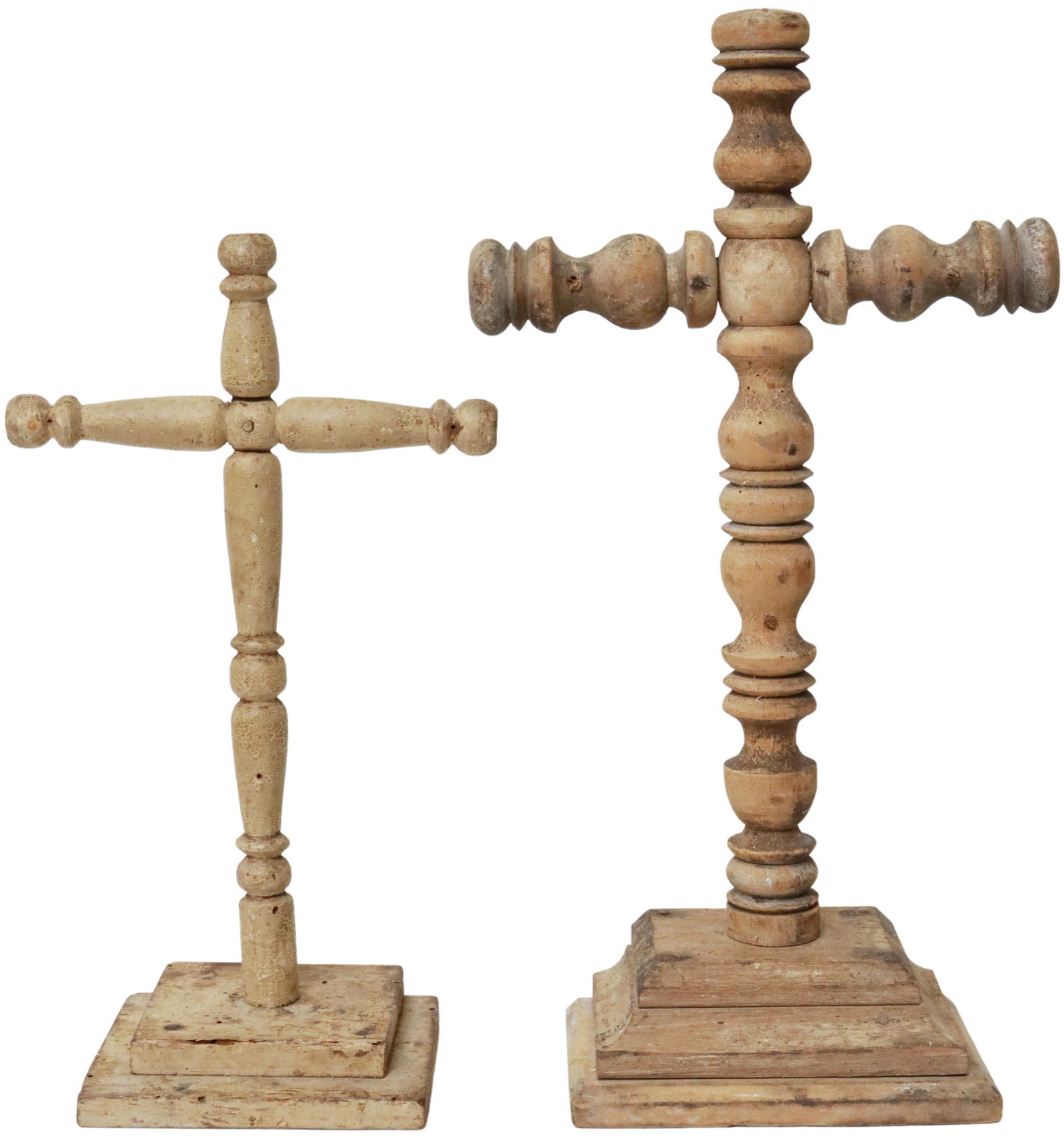 (2) TURNED WOOD CROSSES, MEXICO (1 of 3)